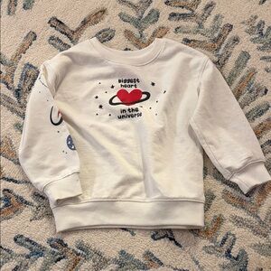 Kids White Sweatshirt with Heart and Planet Design
